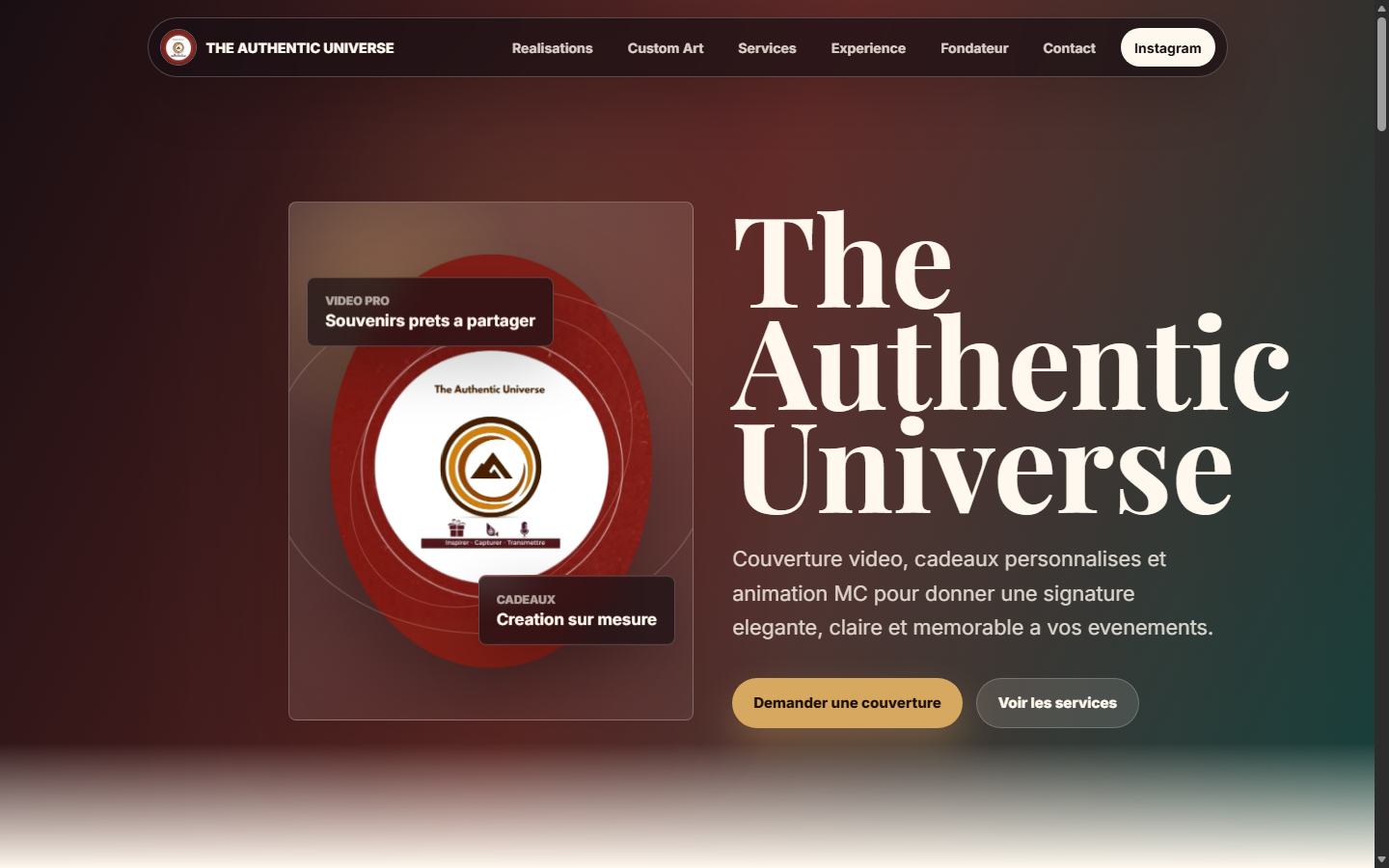 Capture du site The Authentic Universe